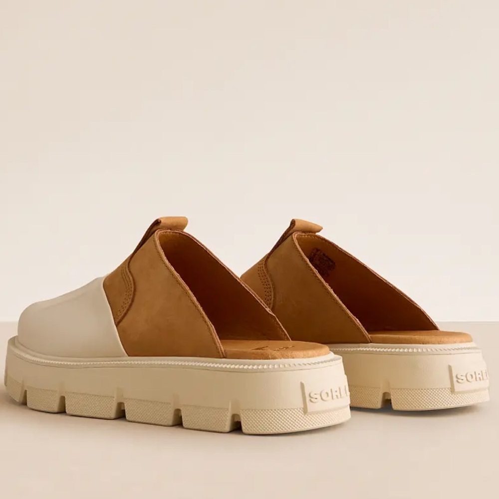 Sorel Two-Tone Tan and Cream Mule Clogs - Picture 4 of 16